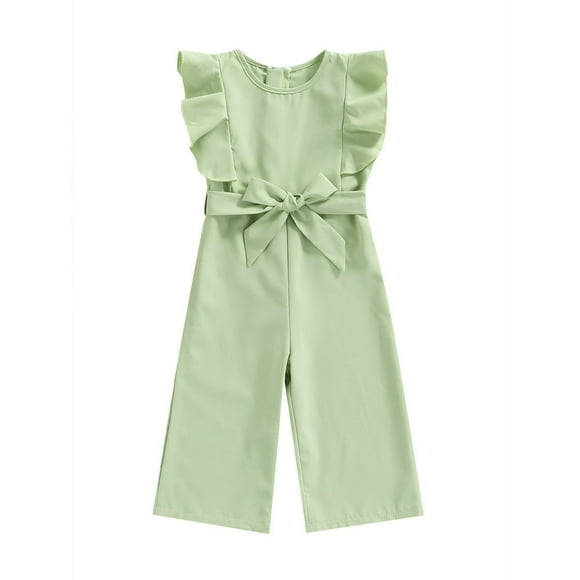QJUHUNG Barboteuse Sans Manches à Volants pour Bébé Fille Couleur Unie 1T 2T 3T 4T 5T 6T Tenues d'Été