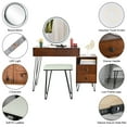 thumbnail image 6 of Brown Vanity Table for Teen Girls, 31.5'' x 15.75'' x 51.18'' Makeup Vanity Set with PU Cushioned Stool, 4-Drawer, Rotation Removable Top with Large Led Round Mirror for Teen Girls Bedroom, SS414, 6 of 8