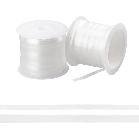 2 Rolls Frosted Clear Elastic Strap 6mm/10mm Total Plastic Stretchable Adjustable Cord for DIY Shoulder Bra Clothes Sewing Project 33 Yards