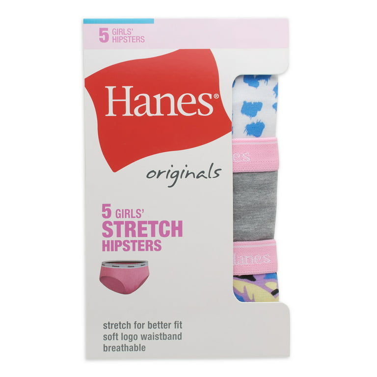 Hanes Girls' Originals Cotton Stretch Hipster, 5-Pack, Sizes 6-16