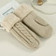 thumbnail image 3 of Guantes de invierno para mujeres y niñas, mitones cálidos de punto con forro de felpa, regalo para clima frío, color beige JAMW Sencillez, 3 of 5