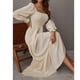 thumbnail image 4 of Vestidos Para Mujer Casual Maxi Vestidos Moda Manga Larga Pulóver Cuello Cuadrado Manga Larga Volante Cintura Alta Vestido Odeerbi  ODB138988, 4 of 7