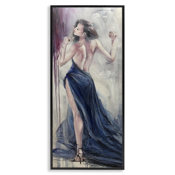 Stupell Industries Trendy Elegance Visage People Painting Black Framed Art Print Wall Art, 10 x 24