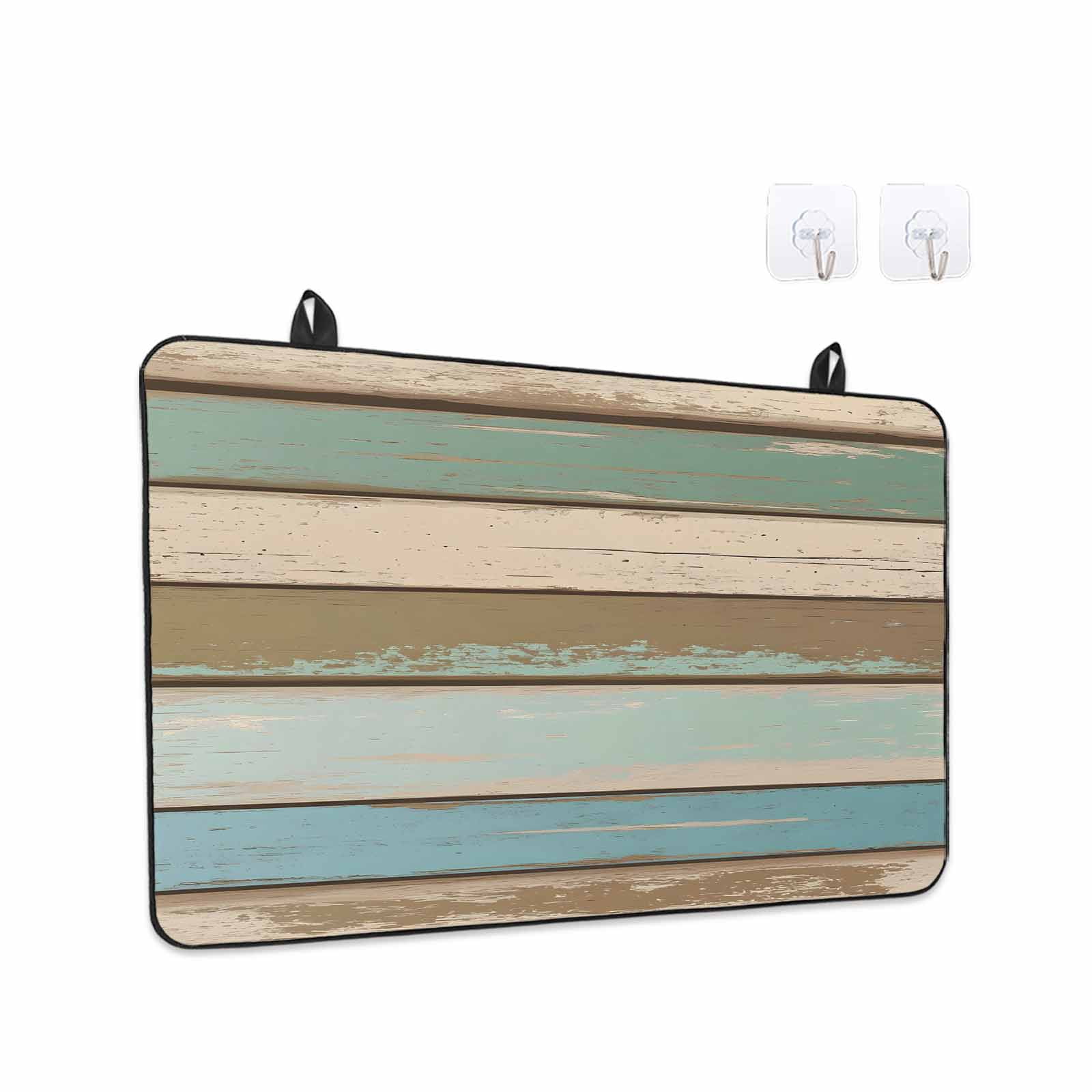 Green Blue Brown Farmhouse Stove Top Cover for Electric Stove, Heat-proof & Non Slip Glass Top Stove Cover Protector, Vintage Wood Kitchen Flat Cooktop Rubber Mat 24x21 Inches