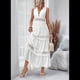 thumbnail image 5 of Vestido de Mujer con Encaje de Guipur y Bajo con Volantes. L, 5 of 9