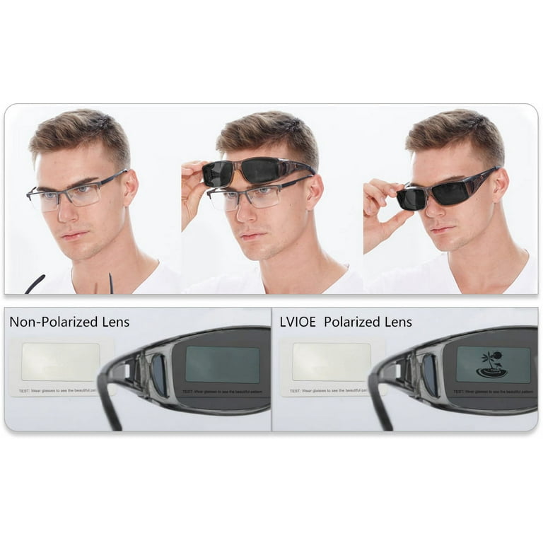 LVIOE Wrap Around Sunglasses, Polarized Lens Wear Over Prescription Glasses, Fit-Over Regular Glasses with 100% UV (White&Red), adult Unisex, Size