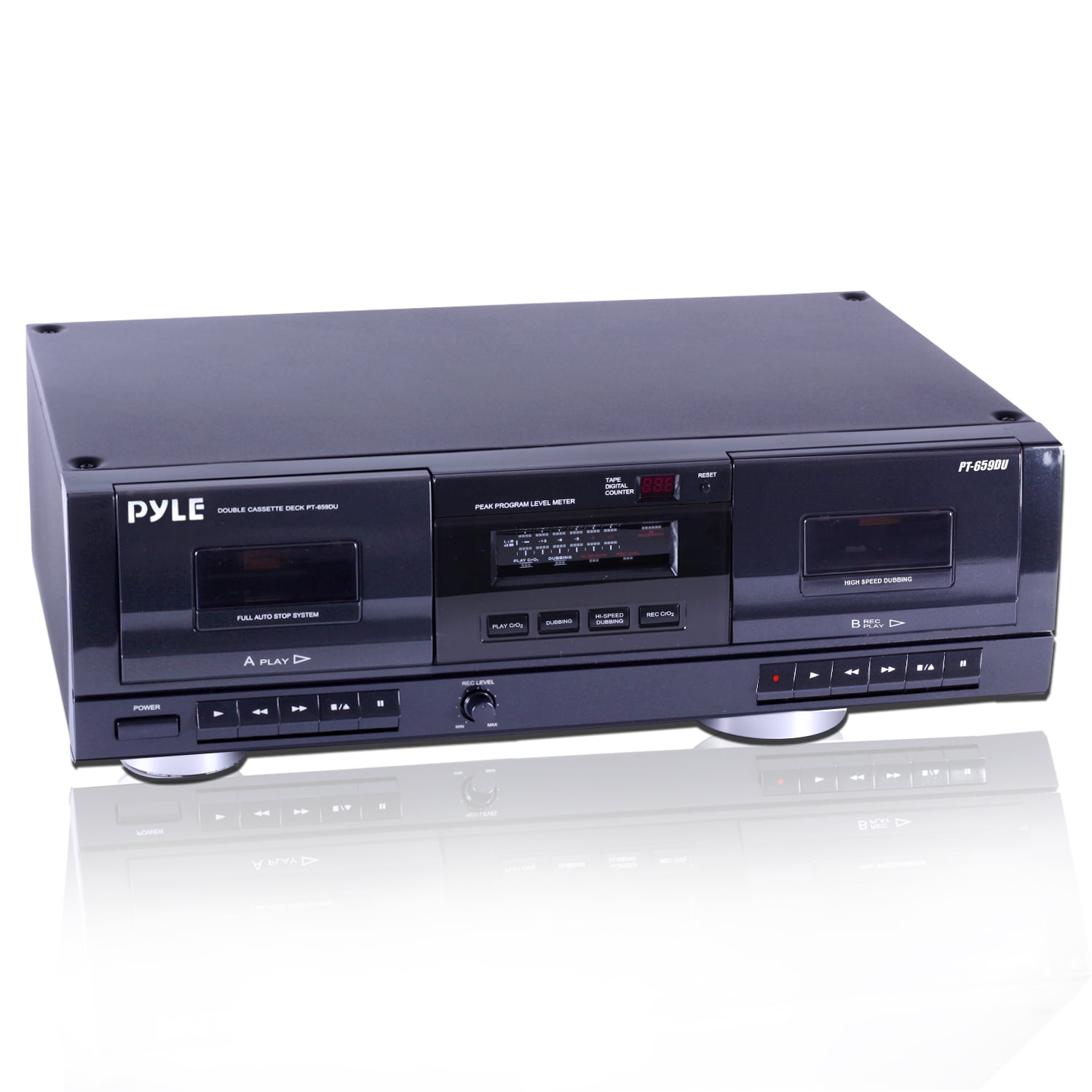 PyleHome Dual Stereo Cassette Deck w/Tape USB to MP3 Converter