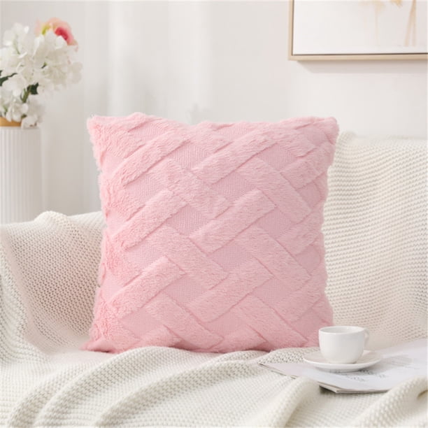 2 x Funda de Almohada de Piel Sintética Super Suave de Lana Sintética para Almohada, Sofá, Cama, Sala de Estar, Cuadrada, 45 x 45, cm Zhivalor LRWJ225-2