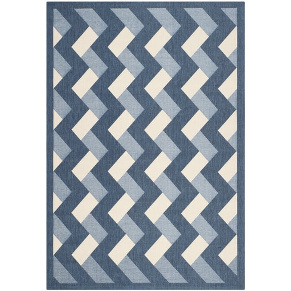 Safavieh Courtyard Kaius Chevron Indoor/Outdoor Area Rug, Navy/Beige, 5'3" x 7'7"