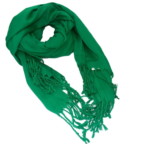 Pashmina larga fina Chal agradable y ligero Mascada elegantes de colores y para cualquier época del año Verde CHIC-FANTASY Bufanda para el cuello