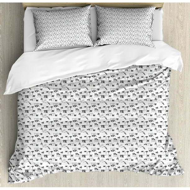 Astrology Duvet Cover Set King Size Zodiac Symbols Prediction Of Future Aries Aquarius Cancer Gemini Taurus Decorative 3 Piece Bedding Set With 2 Pillow Shams Black Grey White By Ambesonne Walmart Com