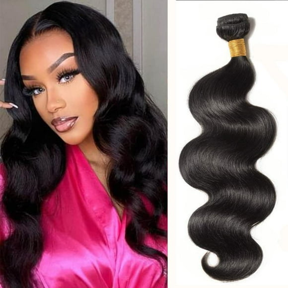 Datanala Body Wave Human Hair Bundles Brazilian Virgin 100% Unprocessed Body Wave Human Hair Weave Double Weft Human Hair 1 Bundle Natural Black Color (14Inch, Body Wave Bundles)