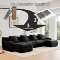 thumbnail image 6 of U-Shaped Boneless Sofa, Teddy Fabric, No assembly Required Curved armrest, Anti-slip Design, Streamlined Design 32D High Density Sponge, Full Compression Vacuum Packag for Studies living Rooms(Black), 6 of 11