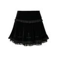 thumbnail image 3 of KOMOO Womens Lace Patchwork Mini Pleated Skirts Vintage High Waist Ruffle Harajuku Goth Short Skirts, 3 of 7