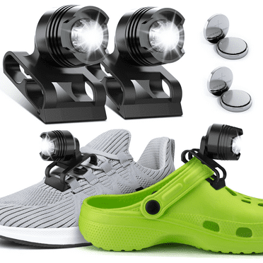 DOMETOUR Headlights for Croc 2 Pcs, ABS Lights for Shoes Rechargeable, Accessories for Croc, Headlights for Shoes Kids Adults Hiking, Walking Dog Night Running and Camping, Black