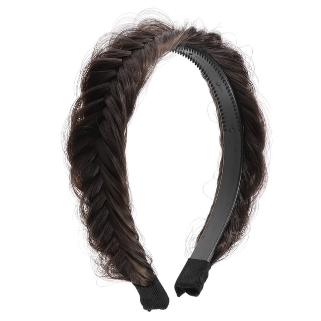 1 pieza de 1.65 pulgadas de ancho, cabello sintético, diadema trenzada, aro para el cabello para mujeres y niñas, marrón oscuro