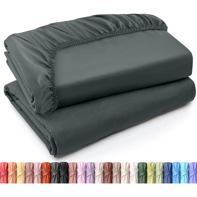 Drap-housse Grand - Lot de 2 Draps du Dessous - Microfibre Brossée Douce - Poches Profondes, Résistant au Rétrécissement et à la Décoloration - Entretien Facile (Grand, Blanc)