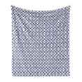 thumbnail image 1 of Ikat Soft Flannel Fleece Throw Blanket, Eastern Ornament in Blue Exotic Art Elements Curves Simple Design Print, Cozy Plush for Indoor and Outdoor Use, 70" x 90", Royal Blue and White, by Ambesonne, 1 of 6