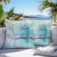 thumbnail image 5 of Waterproof Throw Pillow Covers Set of 2, 20x20 Inch Teal Blue Owl Decorative Pillowcases Outdoor Pillow Slip Cushion Covers Set for Couch Tent Modern Flowers Birds on Branch, 5 of 7