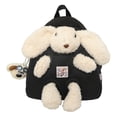 thumbnail image 2 of Girls School Backpack Detachable Bunny Plush Backpack Casual Everyday Stylish Daypack with Toy Black One Size, 2 of 3