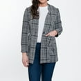 thumbnail image 3 of Elsie & Zoey Lyra Fully Lined Long Sleeve Plaid Long Length Boucle Blazer for Women, 3 of 8