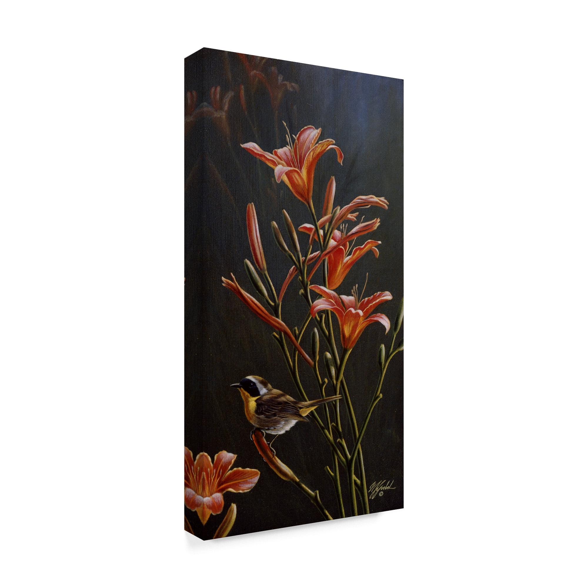 Trademark Fine Art 'Yellowthroat And Daylilies' Canvas Art by Wilhelm Goebel