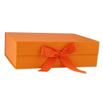 Gift Box with Ribbon Reusable with Lids Decorative Box Large Closure Storage Box for Keepsake Bridemaid Gifts Birthday Party Orange