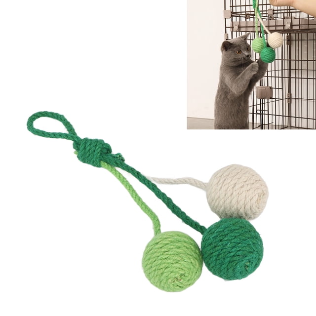Boule de Sisal Jouet de Chat, Ornement Sisal Boule de Chat Coloré pour Intérieur Vert Blanc, Rouge Vert Blanc, Rouge Jaune Bleu, Rose Violet