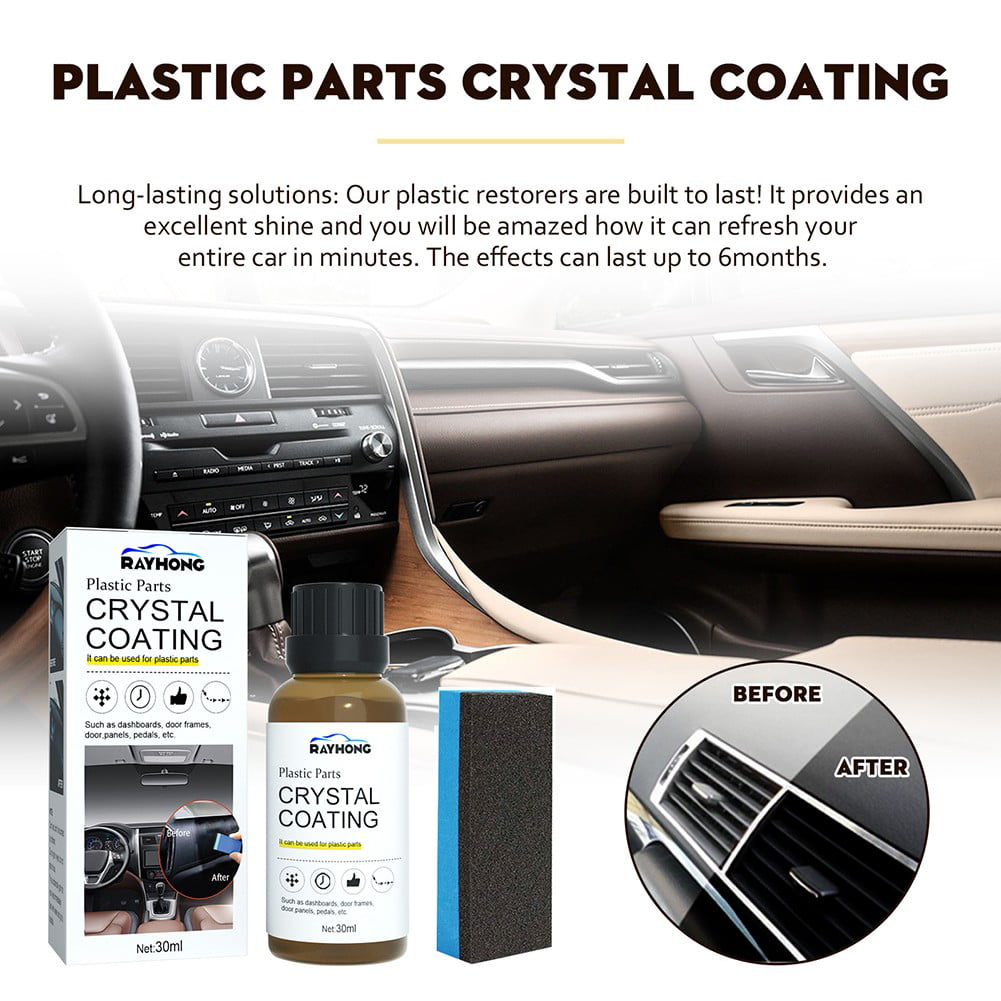  Plastic Parts Crystal Coating, Plastic Repairer for Cars, Plastic  Parts Refurbish Agent with Spong, Long Duration Plastic Parts Refresher  Agent for Car, Resists Water, UV Rays, 30ml (2 PCS) : Automotive