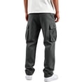 thumbnail image 6 of Baggy Cargo Sweatpants for Men Fleece Wide Leg Open Bottom Fall Drawstring Elastic Waist Gym Pants, 6 of 8