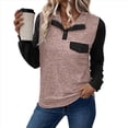 thumbnail image 1 of Blusa Holgada de Retazos con Cuello de Solapa y Botones de Larga con Bloques de Color para Mujer, Estilo Urbano Y2K Rosa M, 1 of 6