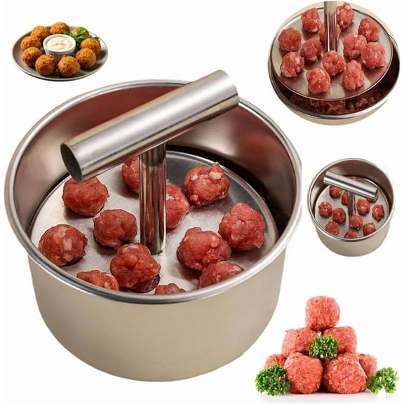 Stainless Steel Meatball Maker, 6 Balls Manual Push-Press Meat Baller Maker,Portable MeatballMaker Tool,Multifunctional Kitchen Meatball Making Mold,Home Meat Cooking Tools,Kitchen Gadgets