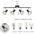 thumbnail image 3 of Luz de techo LED 4 puntos giratorios ajustables Luz de techo industrial retro en jaula de metal negro Puntos de techo Iluminación de suspensión Punto LED para cocina Pasillo Sala de estar Dormitorio, 3 of 5