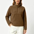 thumbnail image 7 of Women's Sherpa Quarter Zip Sweatshirt, Long Sleeve Fuzzy Pullover Top with Side Pockets for Casual Wear, 7 of 7