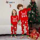 thumbnail image 2 of Elegante conjunto familiar a juego con estampado de astas de muñeco de nieve navideño en rojo, 2 of 5