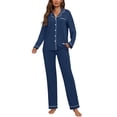 thumbnail image 1 of Conjunto de pijama ZMJ para mujer, manga larga, 2 piezas, azul clásico, XL, 1 of 7