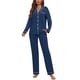 thumbnail image 1 of Conjunto de pijama ZMJ para mujer, manga larga, 2 piezas, azul clásico, XL, 1 of 7