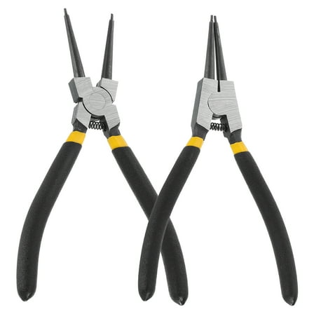 2pcs Snap Ring Plier Kit 7" Internal & External Circlip Pliers with 0.08" Straight Jaw Tip for Ring Remove Retaining Pliers, Black