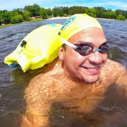 New Wave Swim Buoy for Open Water Swimmers and Triathletes - Light and Visible Float for Safe Training and Racing - Fluo Green 20 Liter PVC