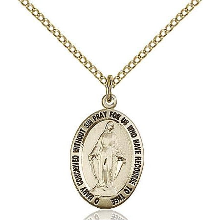 18' Gold Filled Chain - Miraculous Medal Pendant | Virgin Mary Necklace in 14 KT Gold Filled with 18