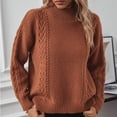 thumbnail image 2 of Sweaters for Women, Women's Casual Round Neck Long Sleeve Sweater Knitted Stripe Loose Blouse, 2 of 9