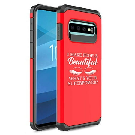 Shockproof Impact Hard Soft Case Cover for Samsung Galaxy I Make People Beautiful What's Your Superpower Lash Makeup Artist Esthetician (Red, for Samsung Galaxy
