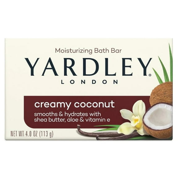 Yardley London Creamy Coconut Moisturizing Bath Bar, 4.0 OZ