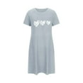 thumbnail image 3 of Fancifize Women's Nightgown Cute Printed Sleepwear Crewneck Comfy Night Shirts Short Sleeve Casual Sleepshirt S-2XL, 3 of 5