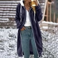 thumbnail image 2 of Besolor Womens Fuzzy Fleece Hooded Jacket Plush Zipper Drawstring Warm Winter Long Coats Outerwear with Pockets Plus Size, 2 of 5