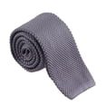 thumbnail image 6 of Luxury Men Plain Woven Tie Solid Knitted Skinny , Length 146cm, Dark Gray, 6 of 8