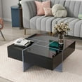 thumbnail image 2 of Gzxs Modern Square Coffee Table with 4 Hidden Storage Compartments, UV High-Gloss Design for Living Room, Black, 2 of 10