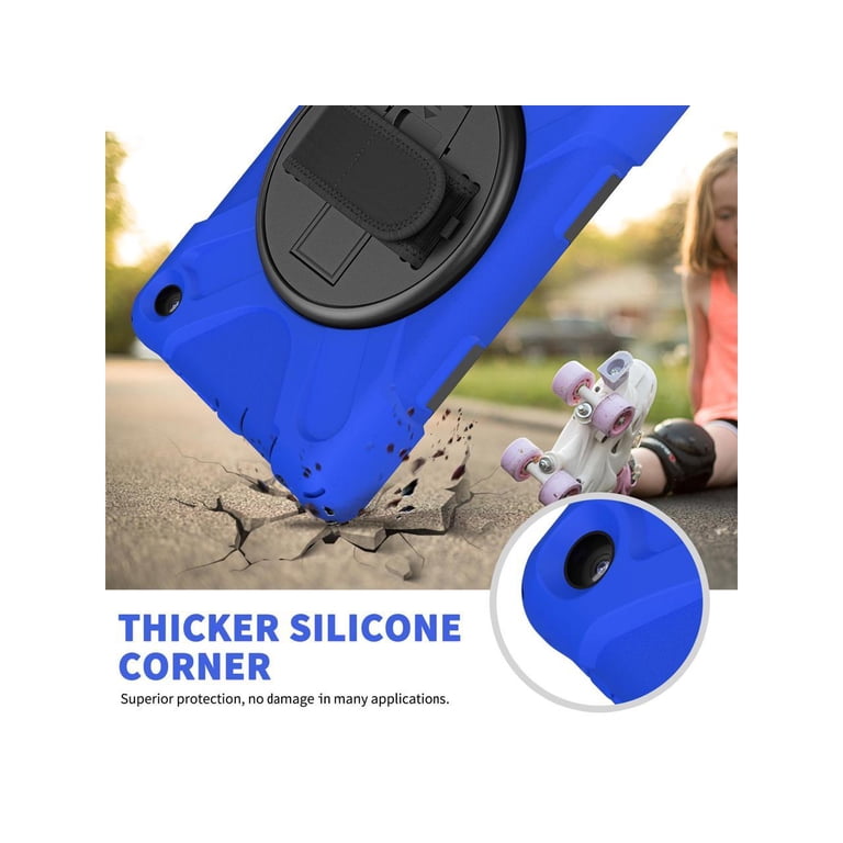 Kepuch Custodia In Pelle PU Per Amazon Fire 7 (2022) - Blu - Con Cinturino E Chiusura Magnetica - 4