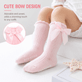 thumbnail image 4 of Baby Girls Knee High Socks with Bow Ruffle, Non-Slip Cotton Toddler Stockings, Soft Infant Long Tube Dress Socks for Newborn Girls, 4 of 7