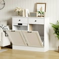 thumbnail image 1 of BeesClover Armoire à Poubelle Double Basculante avec Fonction Désodorisante, Armoire à Poubelle Autoportante de 20 Gallons à l'Épreuve des Chiens avec Tiroirs Cachés, Meuble de Cuisine, 1 of 7